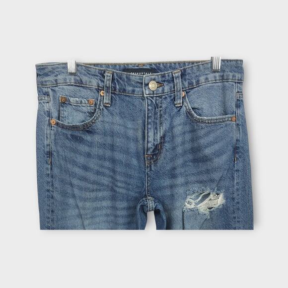 Womens Aeropostale Low Rise 90s Baggy Distressed Blue Jeans Size 6 - Picture 3 of 6